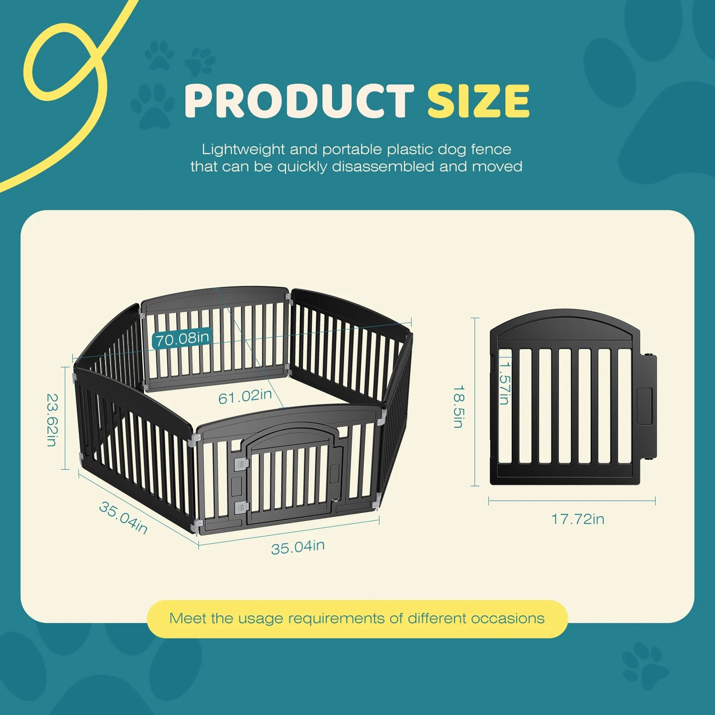 JHK Plastic Dog Playpen For Medium Dogs Indoor Outdoor Use
