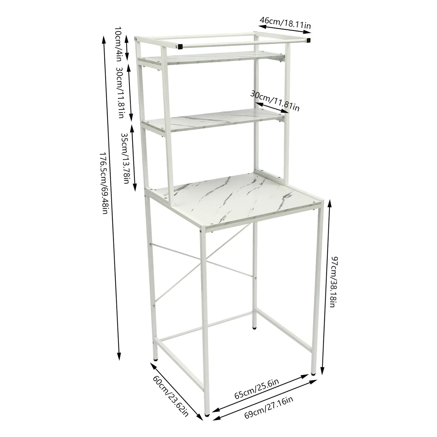 Tri-Tier Over Washer And Dryer Storage Shelf