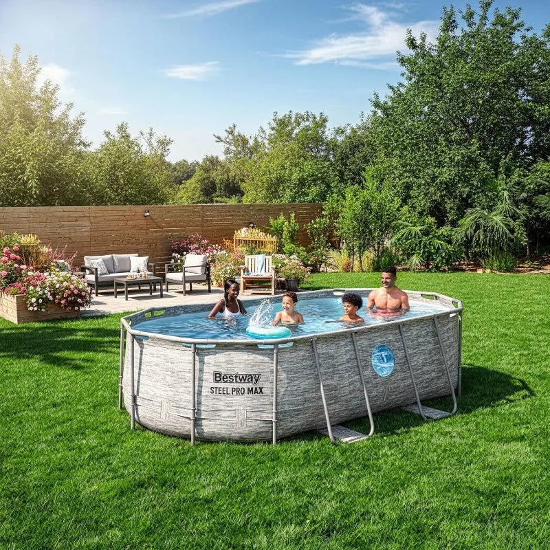 Bestway Power Steel Swim Vista Above Ground Pool Oval