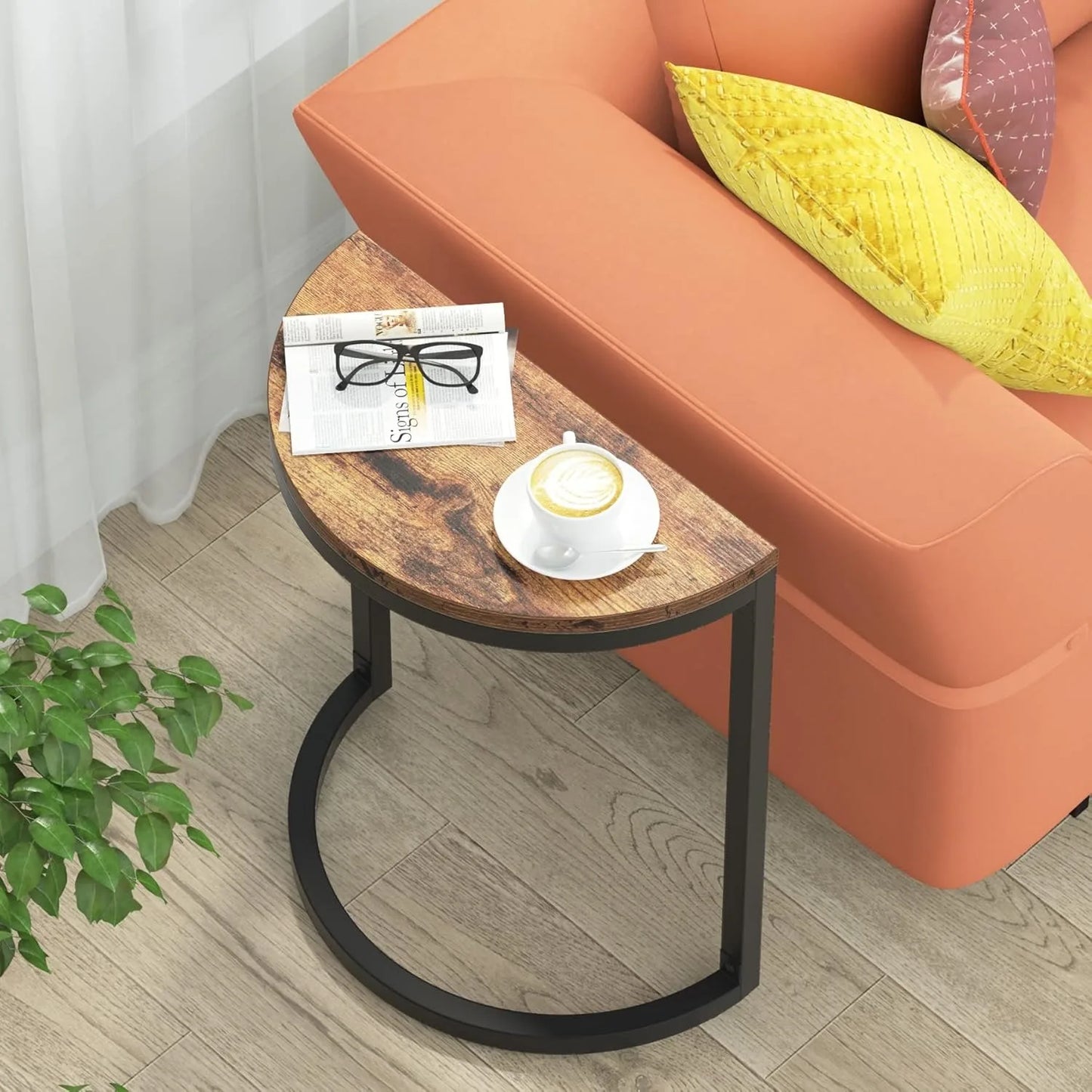 LITTLE TREE 2 Tier End Table Semi Circle with Storage
