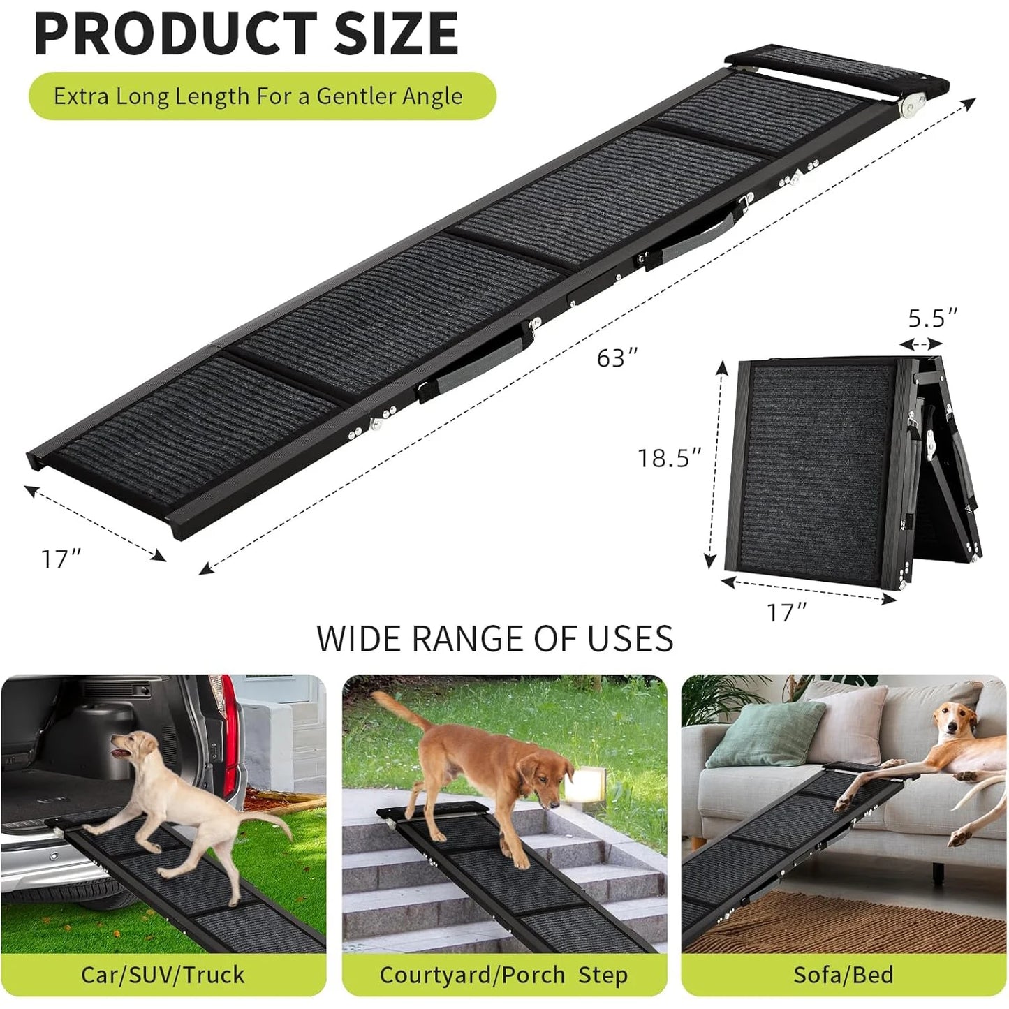 HiMISSDog Car Ramp For Large Dogs With Non Slip Surface