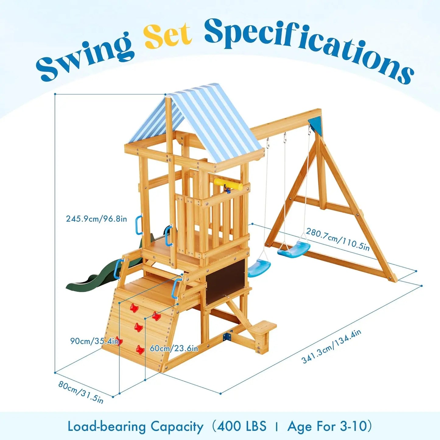 Rolife Robotime Robud Wooden Swing Set With Dual Swings Fort