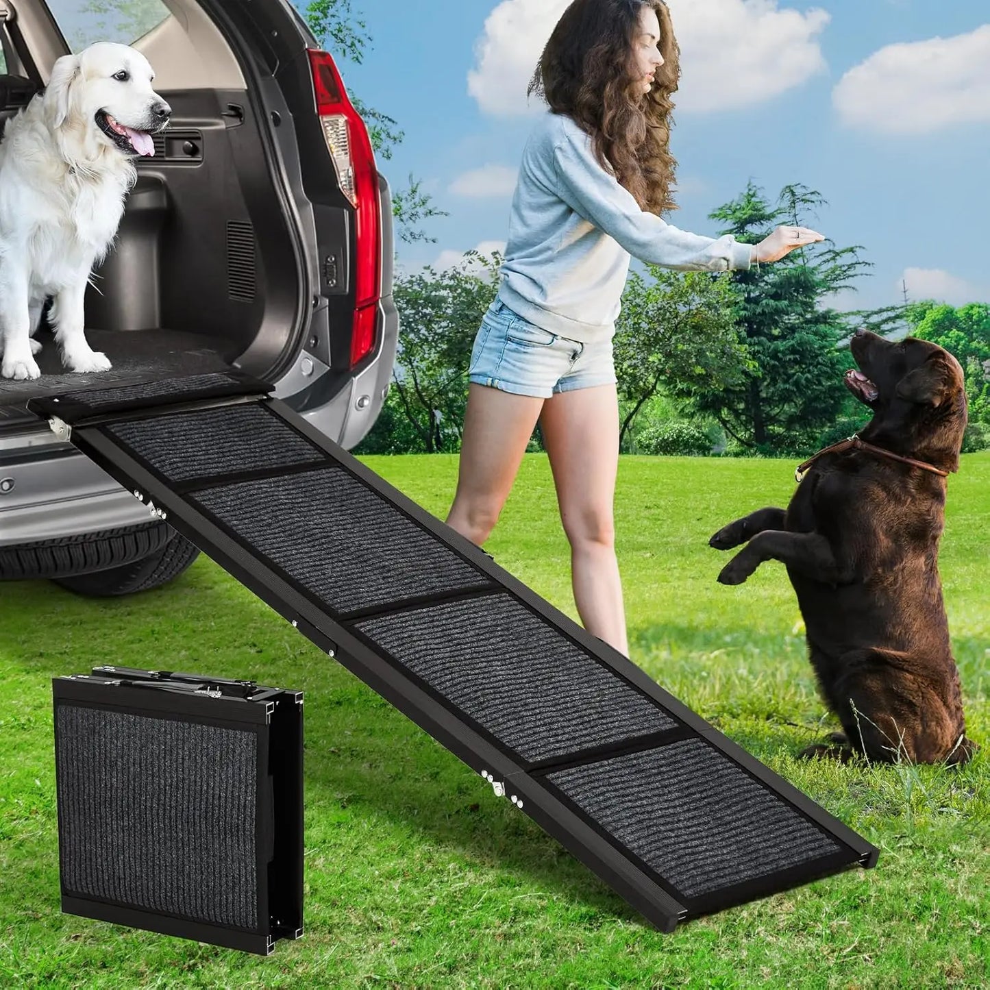 HiMISSDog Car Ramp For Large Dogs With Non Slip Surface