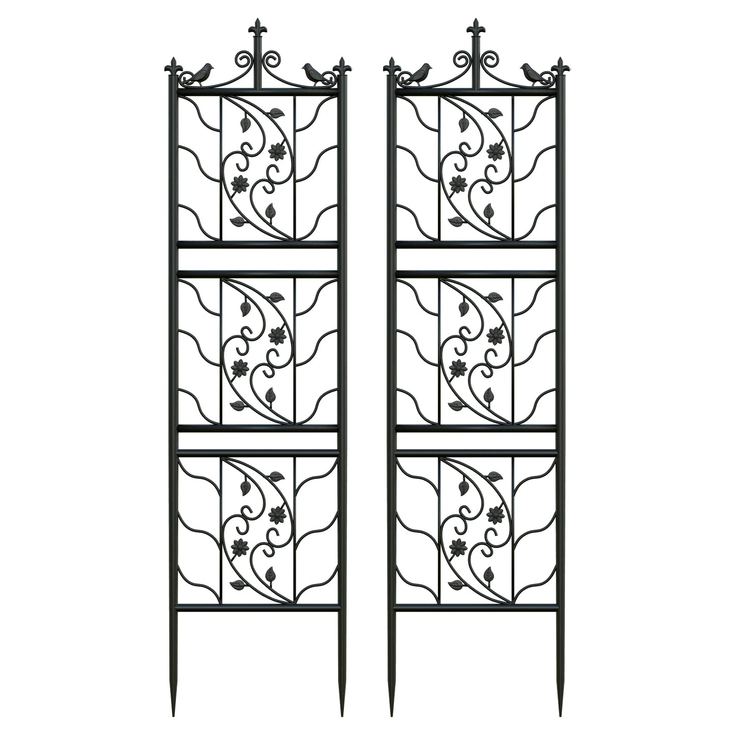 Metal Garden Trellis Panels Bird Leaf Grid Fence For Climbing Plants