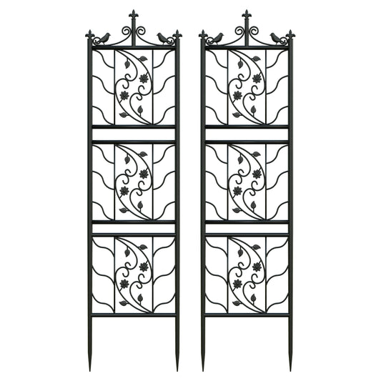 Metal Garden Trellis Panels Bird Leaf Grid Fence For Climbing Plants