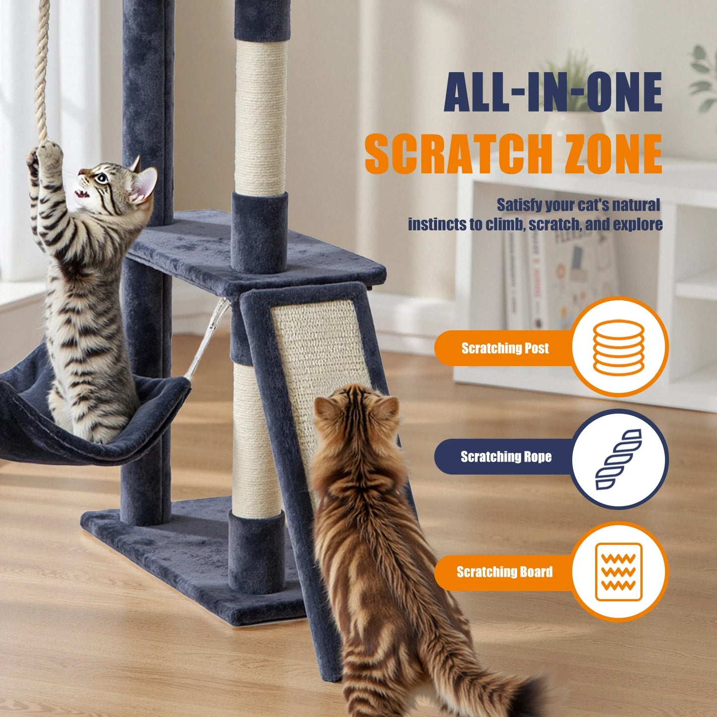 JHK Cat Tree Multi-Cat Climbing Tower For Indoor Cats