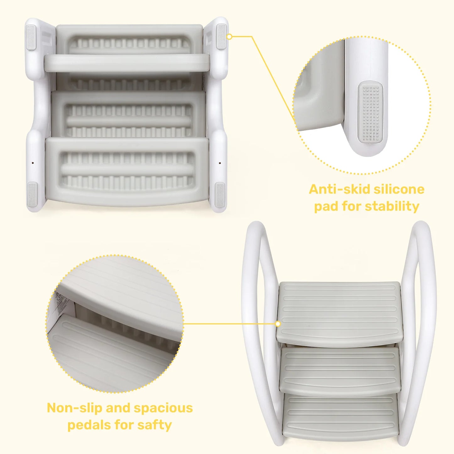 Toddler Step Stool With Handles, 3-Tier Plastic For Bathroom Kitchen
