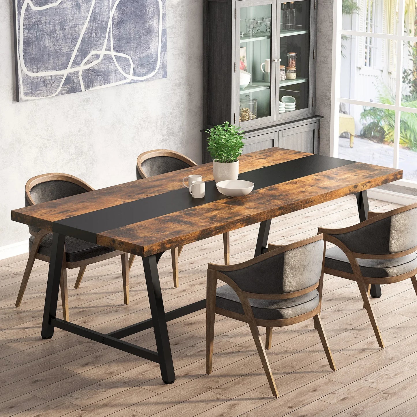 Tribesigns Modern Wood Dining Table Rectangular Kitchen Table
