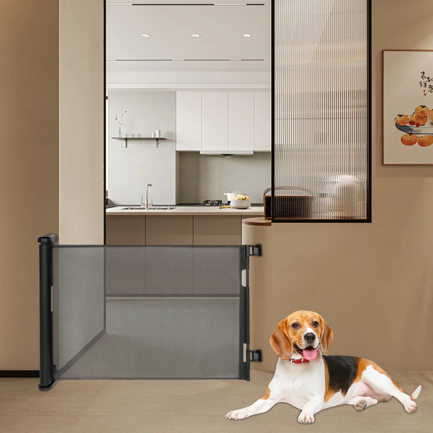 Adjustable Retractable Pet Gate for Stairs and Hallways