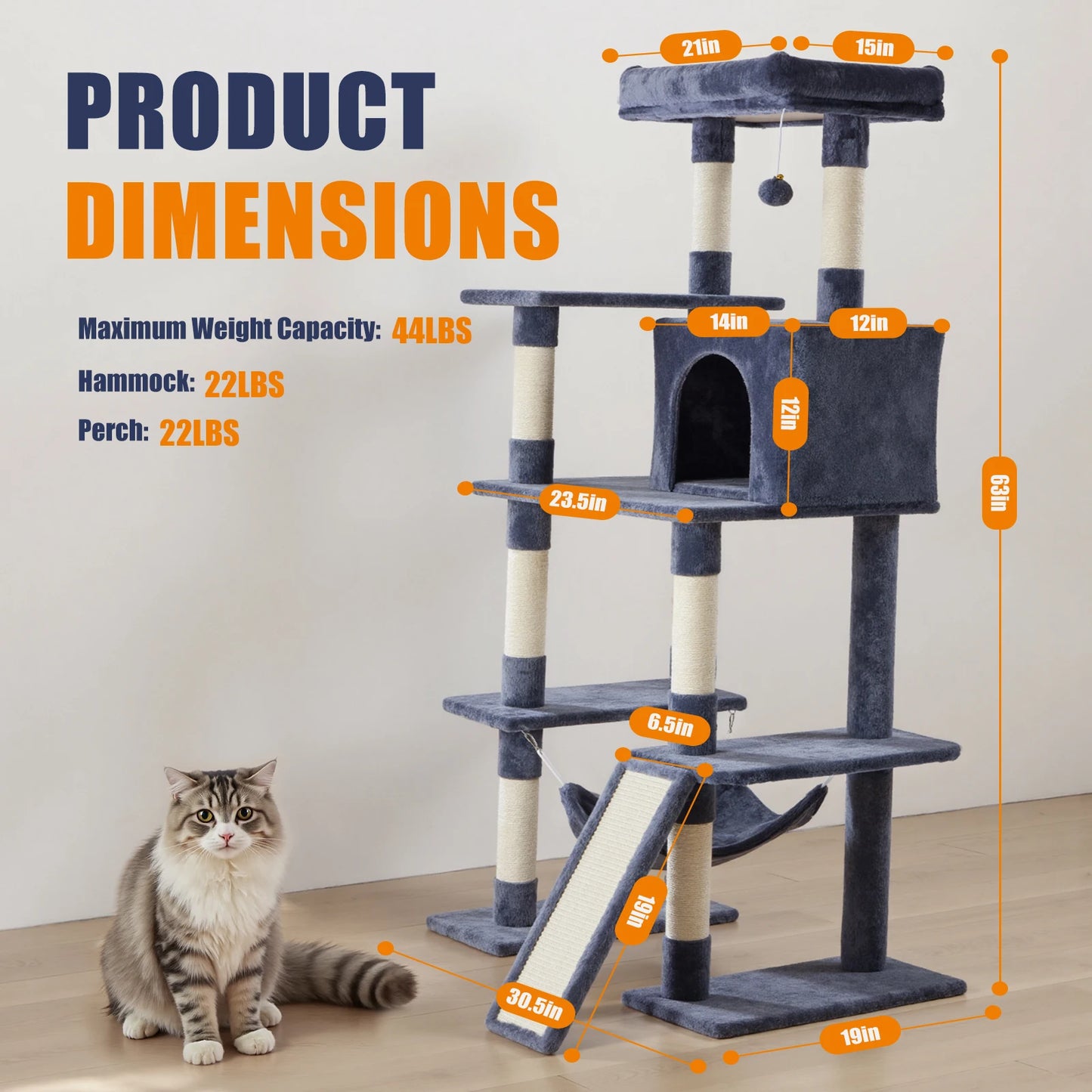 JHK Cat Tree Multi-Cat Climbing Tower For Indoor Cats