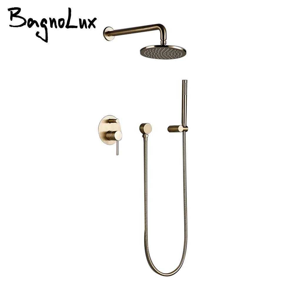 Bagnolux Brushed Shower System With Wall Mounted Diverter