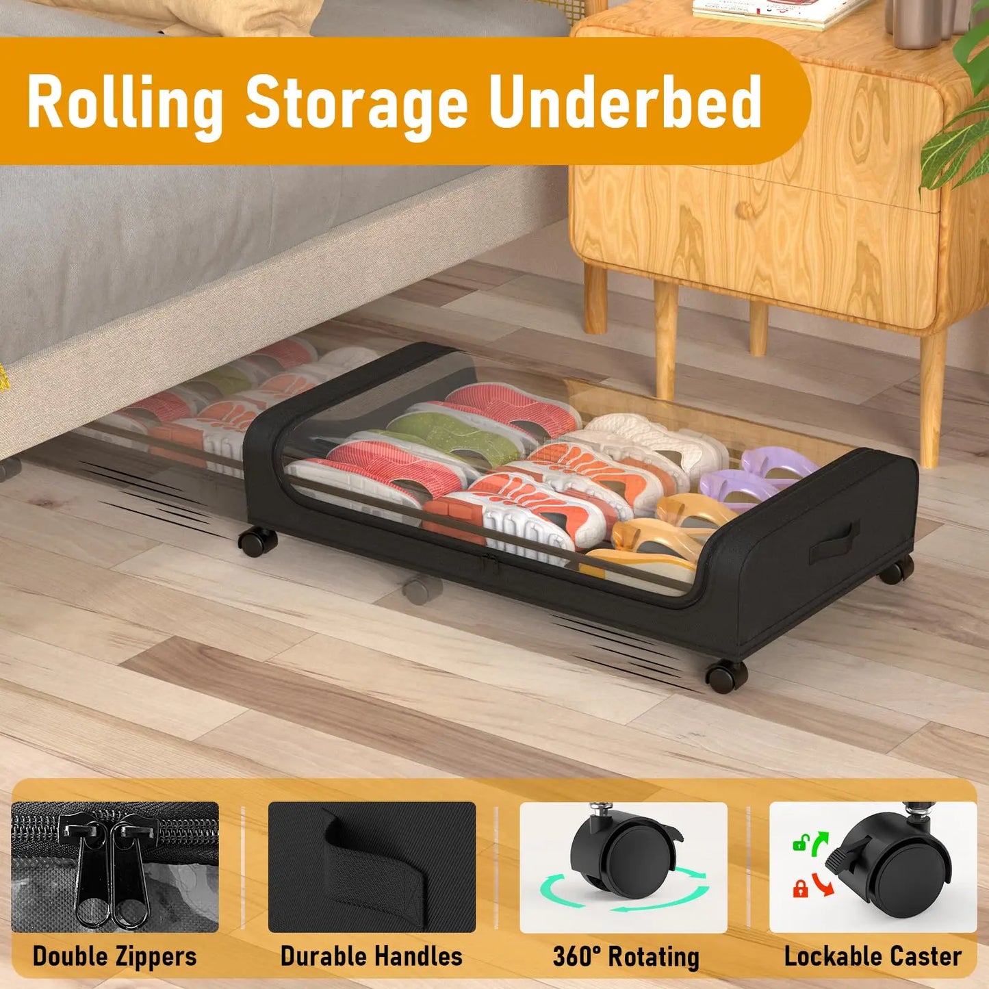 Underbed Storage With Wheels 2 Pack Containers For Clothes