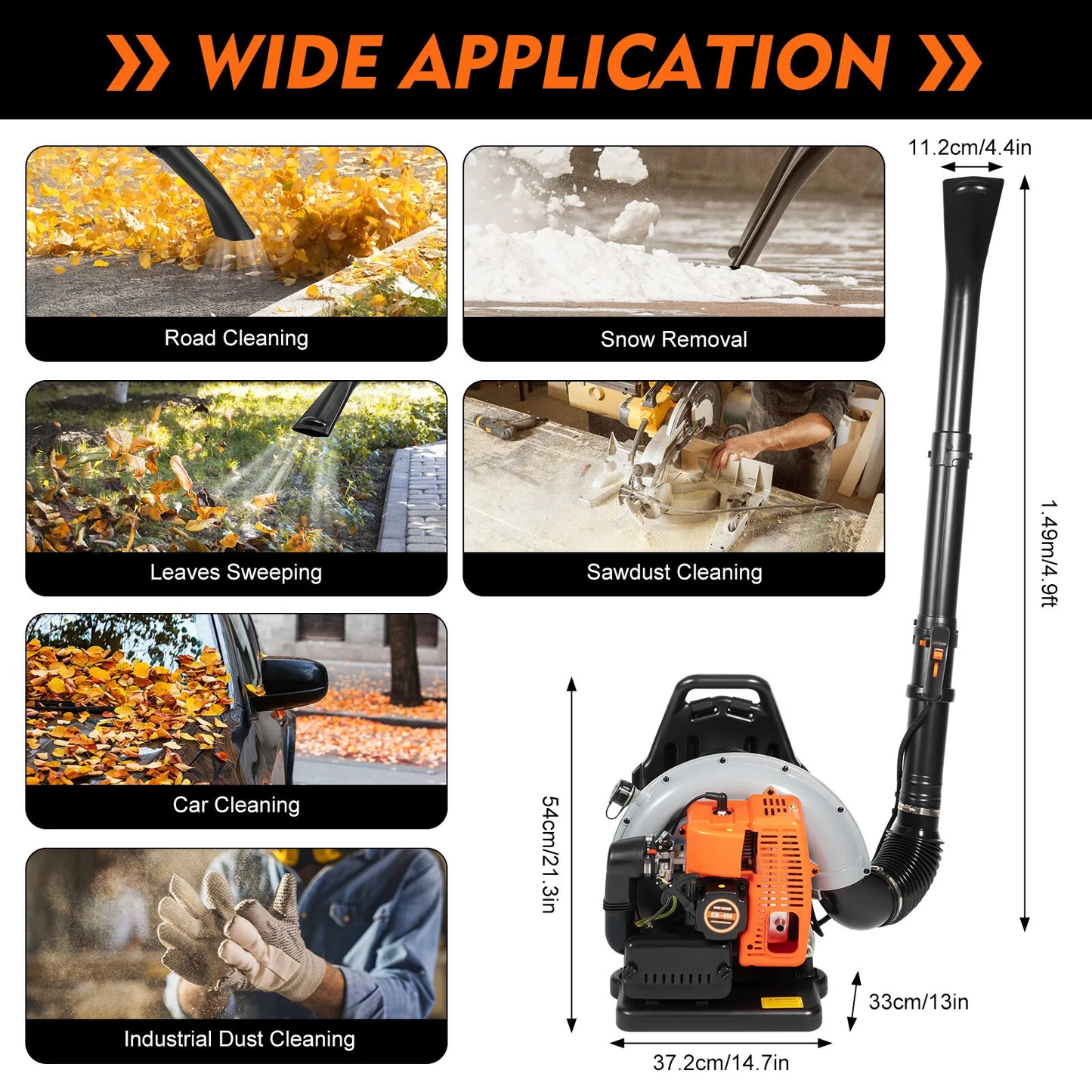 Bymaocar Gas Leaf Blower Backpack With Adjustable Speed