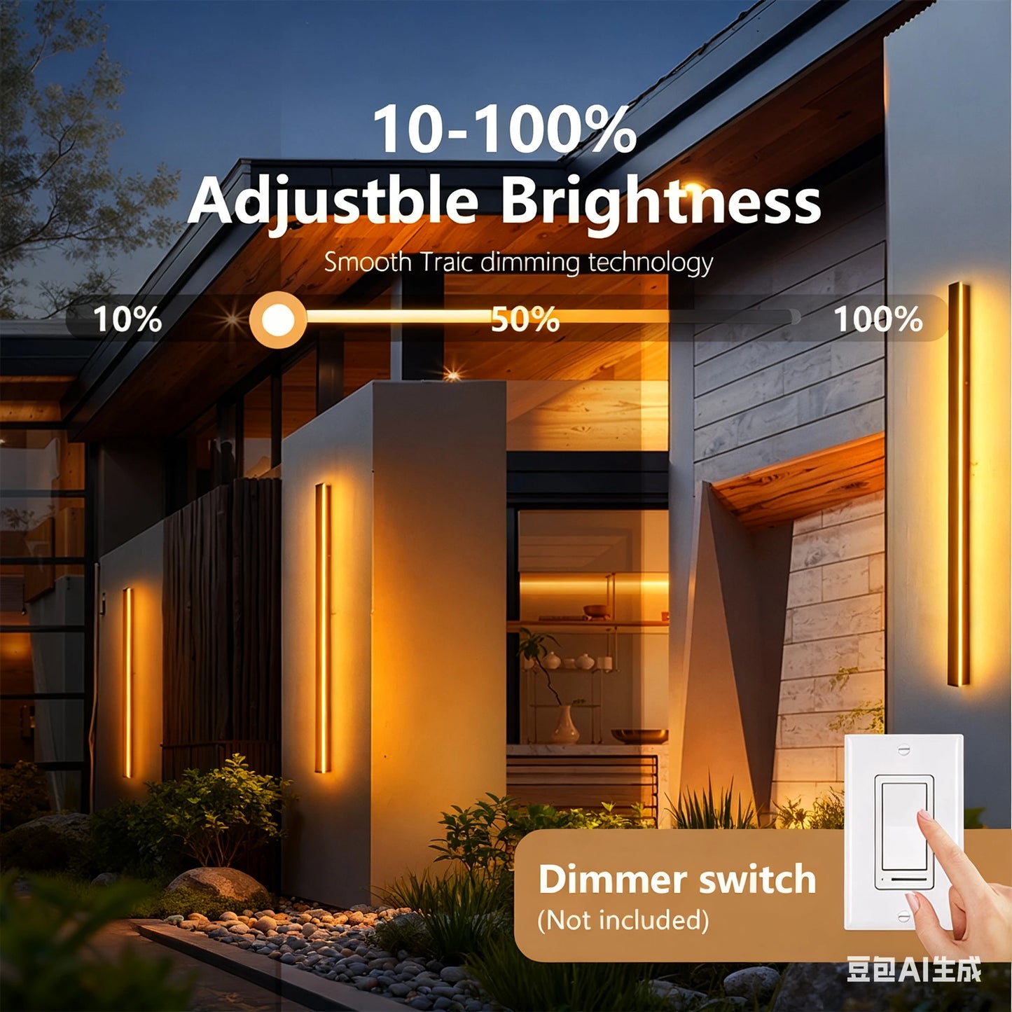 IISINUO Outdoor Porch Wall Light Stainless Steel IP67 Waterproof Dimmable