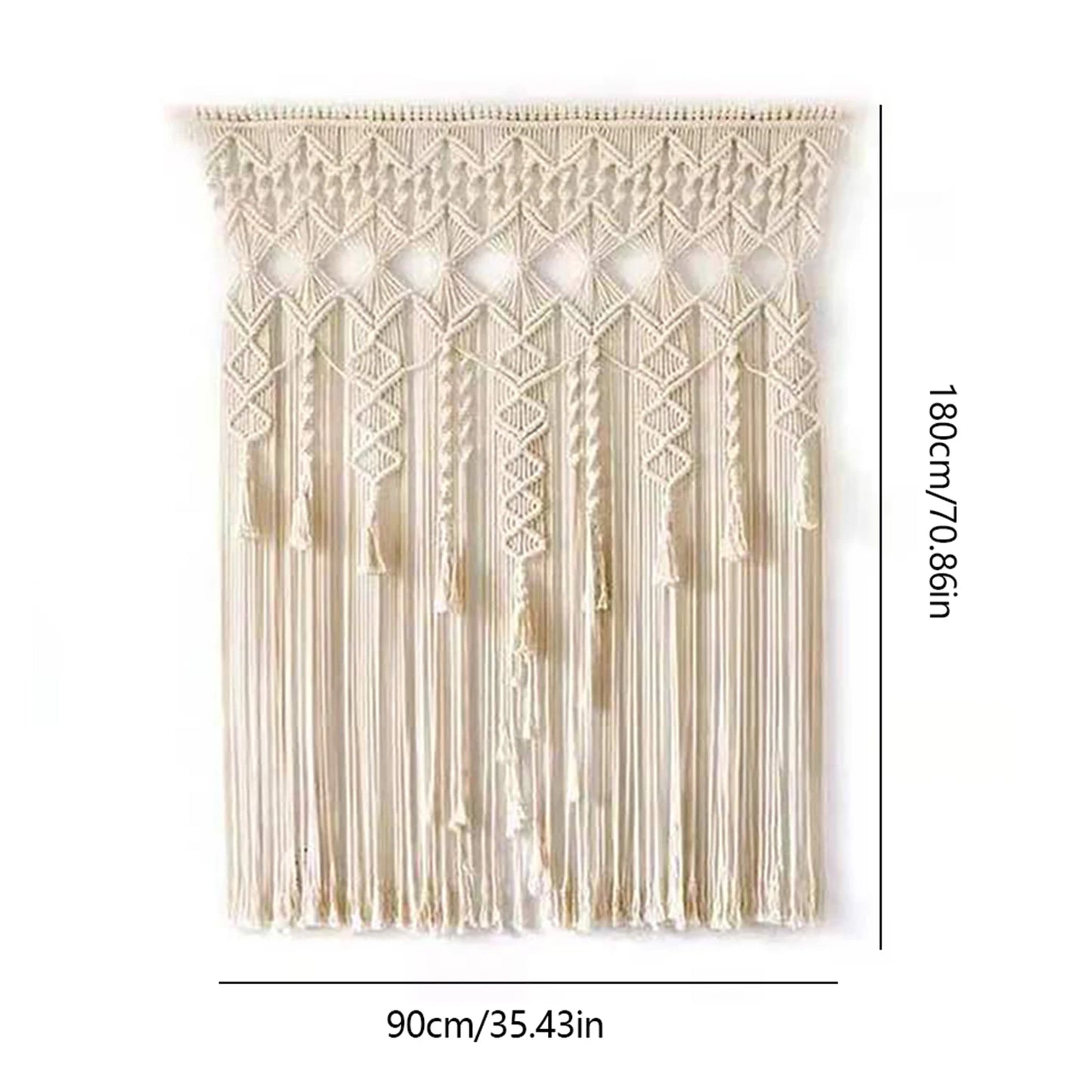 Bymaocar Boho Macrame Curtain Beige Hand Woven Living Room Decor