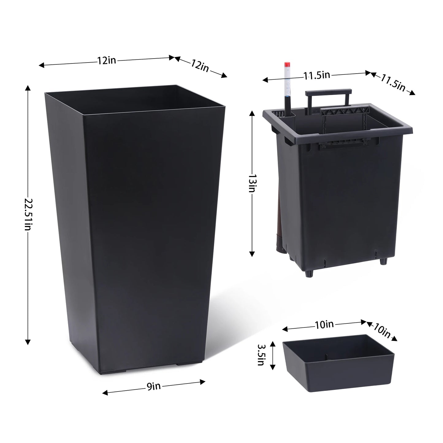 Two Piece Indoor Outdoor Planter Pots With Drainage Auto Watering