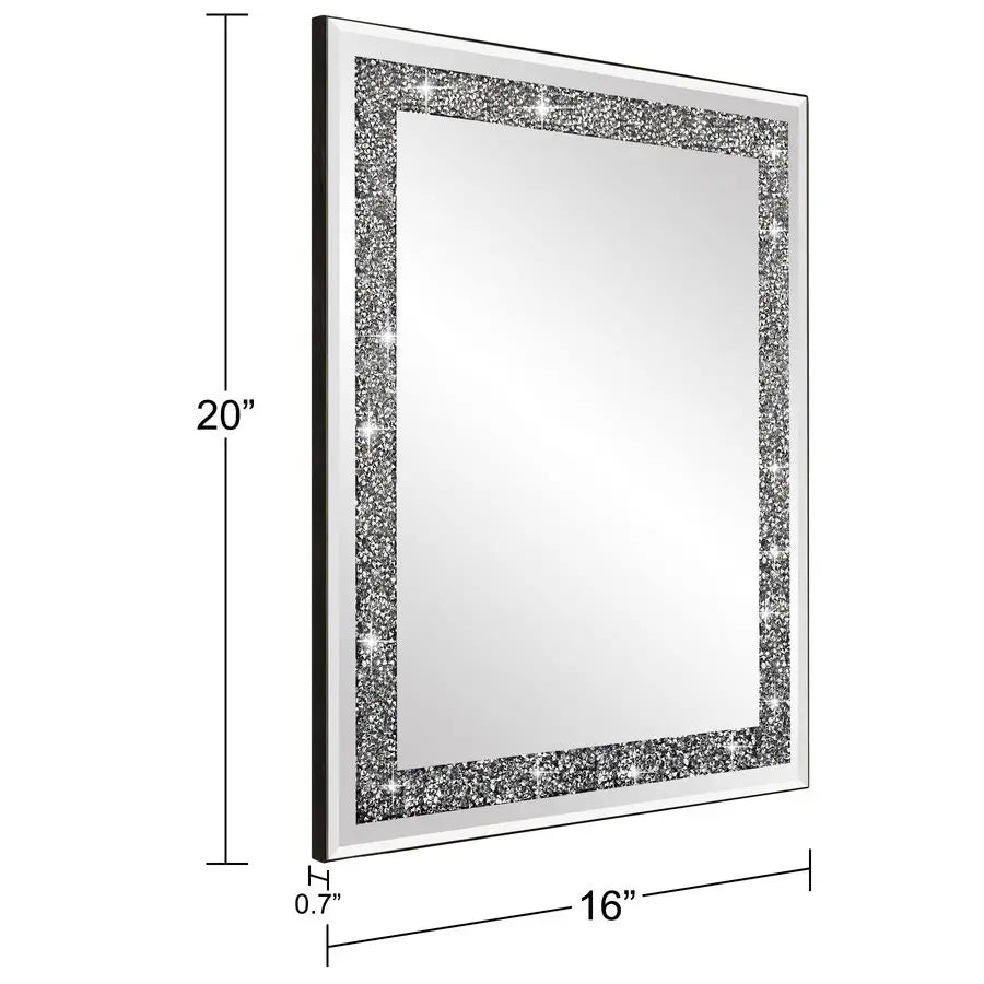 Rectangular Wall Mirror With Crystal Diamond Accents