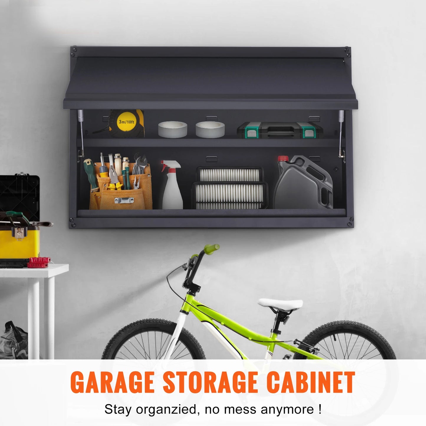 SucceBuy Wall Mount Metal Storage Cabinet With Adjustable Shelves