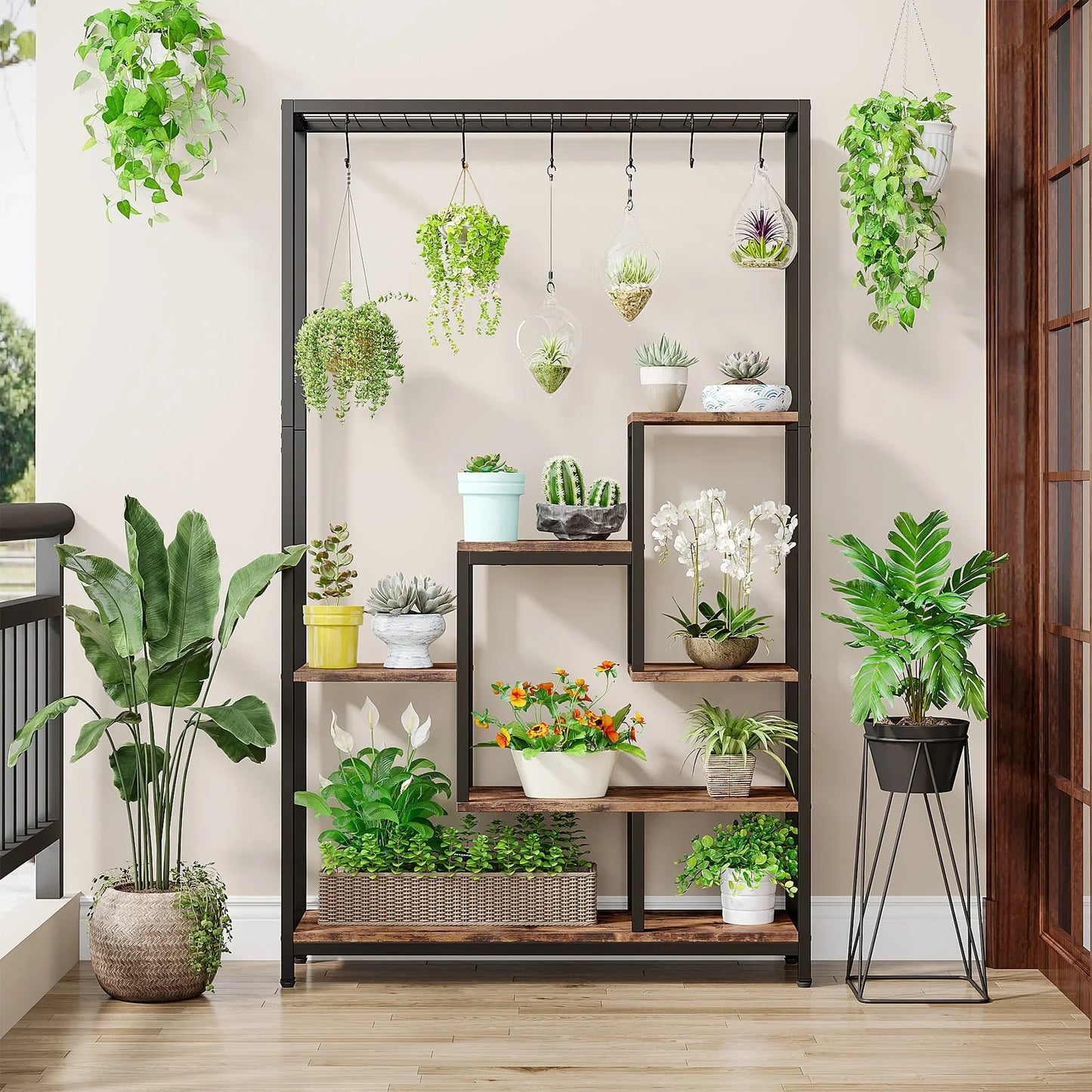 Tribesigns 5 Tier Indoor Plant Stand With Hanging Hooks
