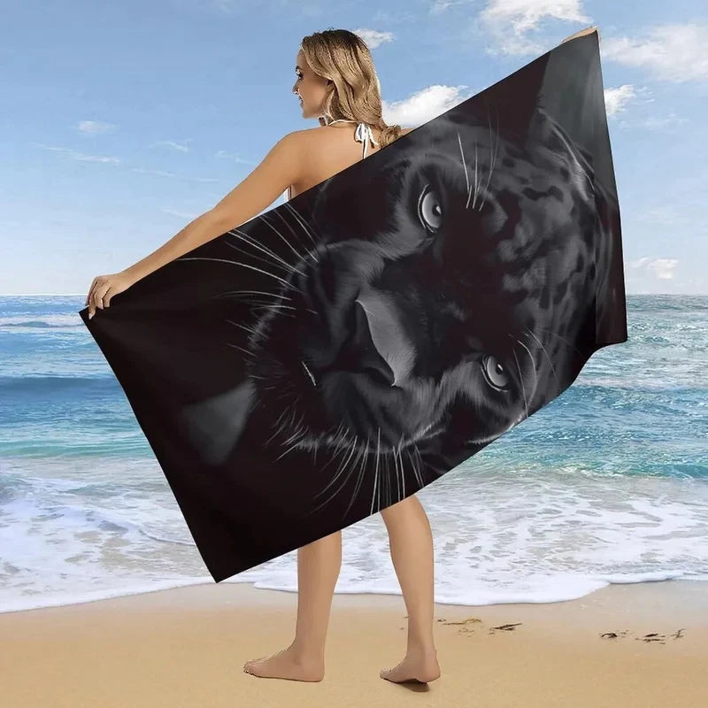 Panther Print Beach Towel Lightweight Quick Dry Microfiber