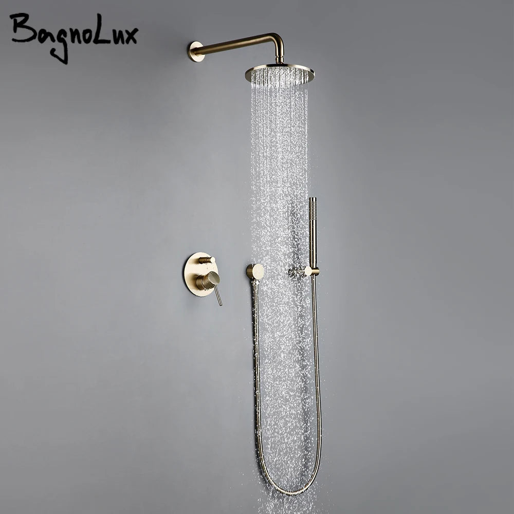 Bagnolux Brushed Shower System With Wall Mounted Diverter
