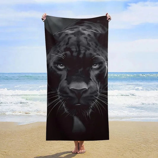 Panther Print Beach Towel Lightweight Quick Dry Microfiber
