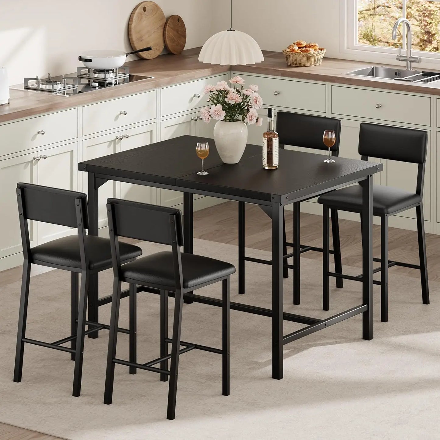 HiMISS 5Piece Dining Table Set With Bar Table And Chairs