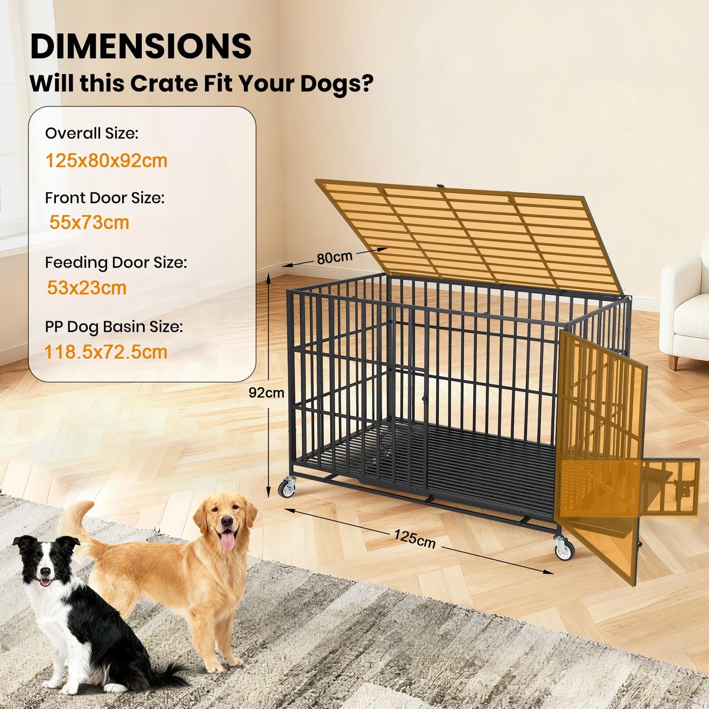 HiMISS Heavy Duty Escape-Proof Metal Dog Crate With 3-Doors
