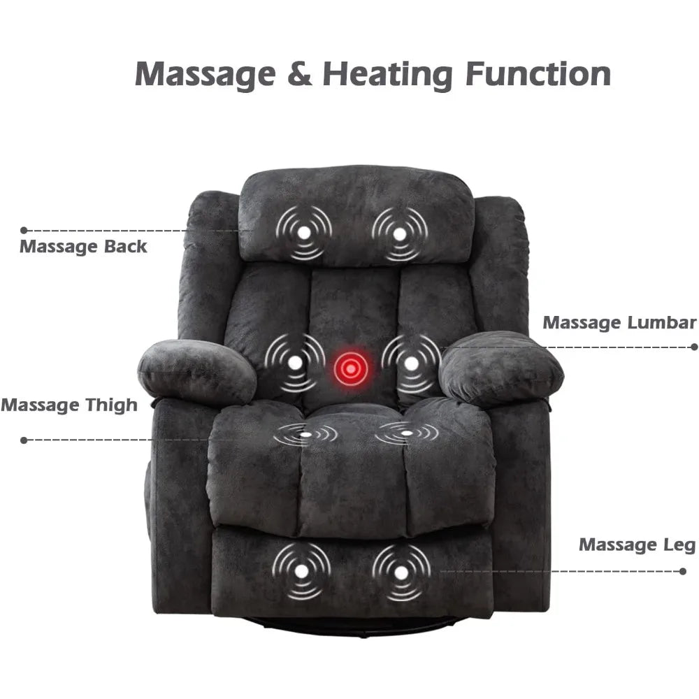 Massage Swivel Rocker Recliner Chair With Heat And Vibration