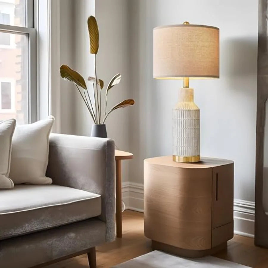 Modern Ceramic Bedside Lamps Pair For Living Room Decor