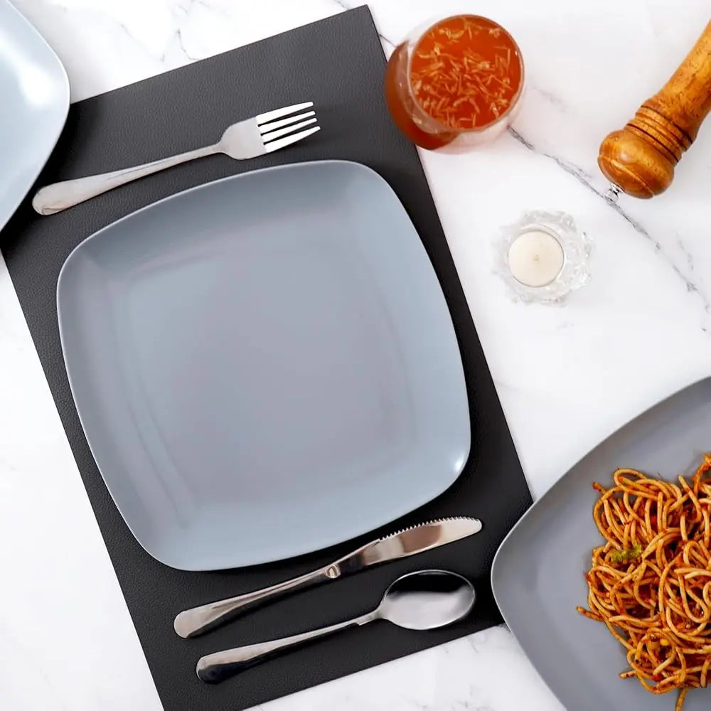 BONJEAN Unbreakable Melamine Square Dinner Plates Set