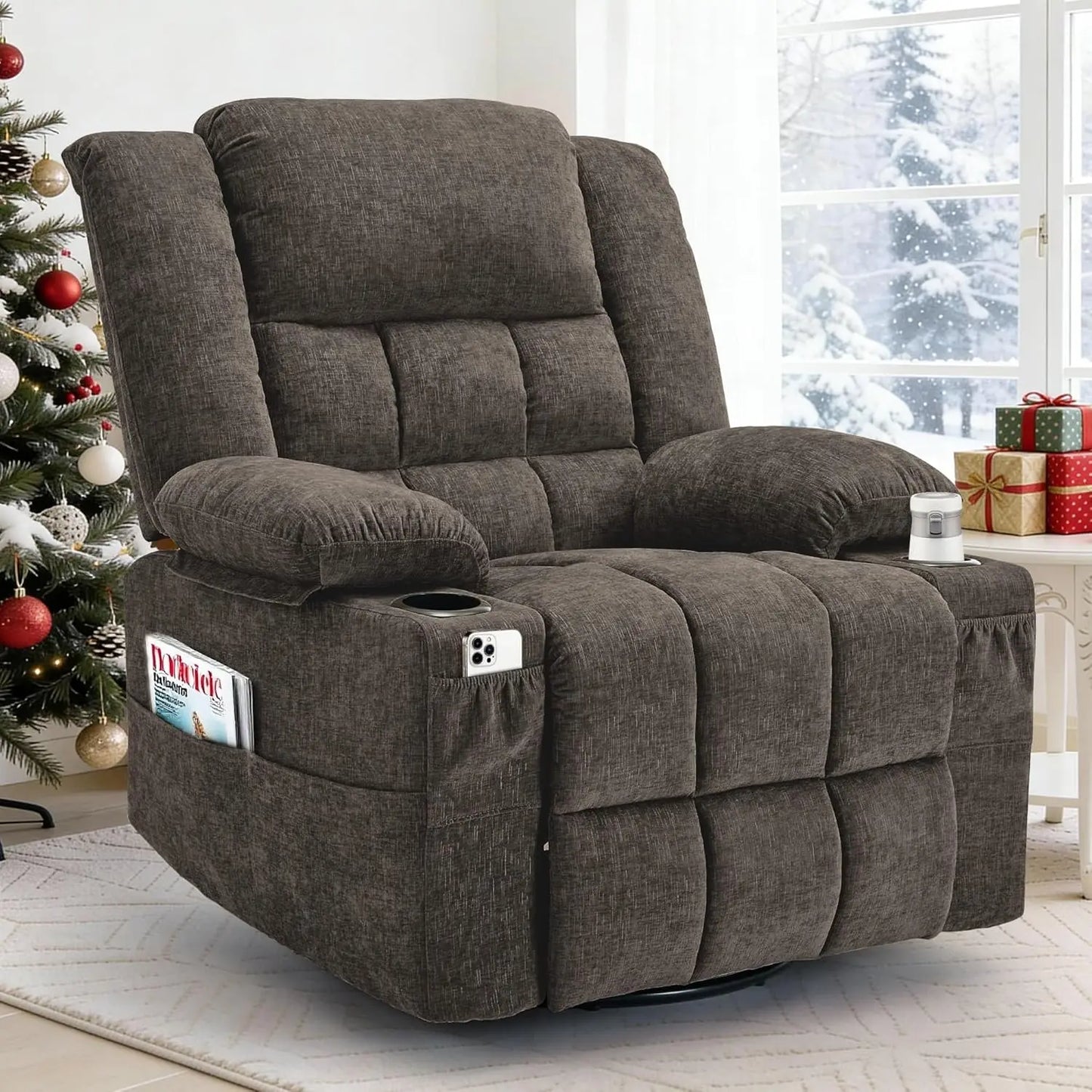 360 Degree Swivel Rocker Recliner For Adults With Massage
