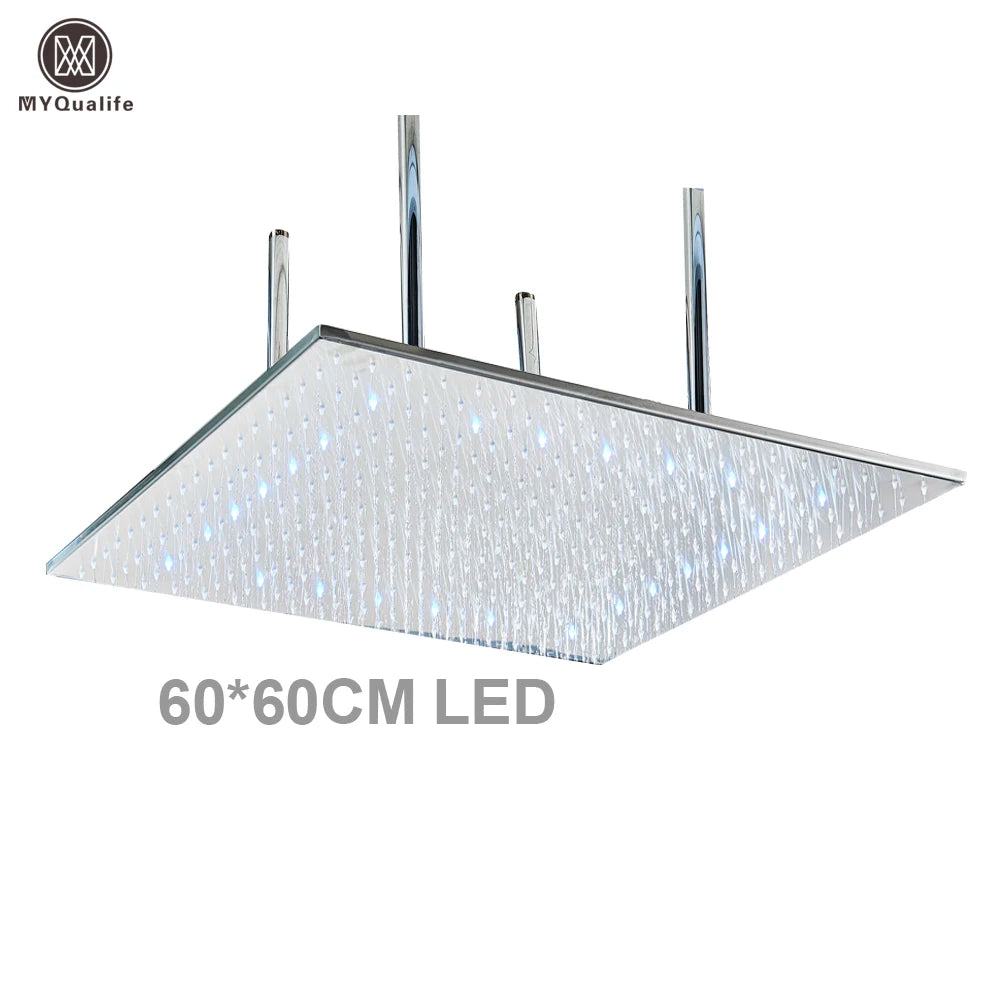 MYQualife LED Rainfall Shower Head With Changing Lights Ceiling Mounted
