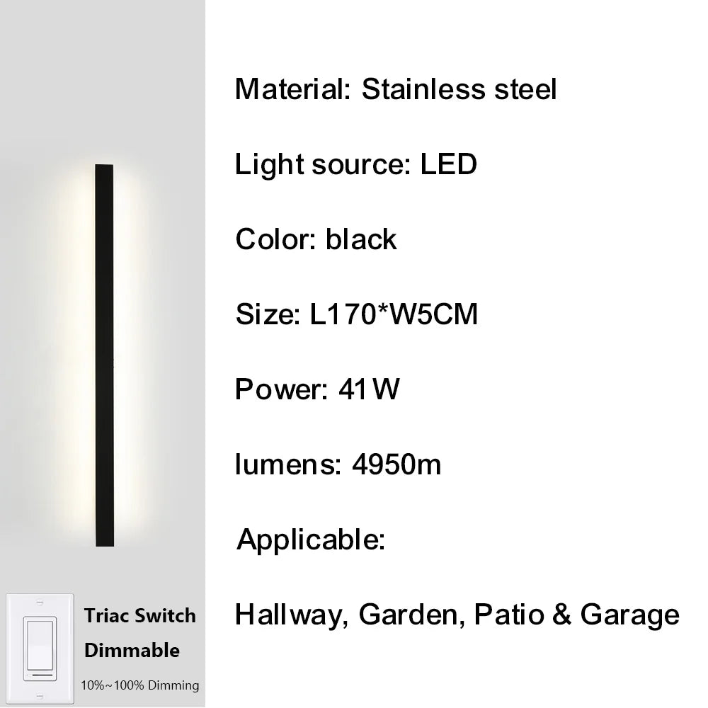 IISINUO Outdoor Porch Wall Light Stainless Steel IP67 Waterproof Dimmable