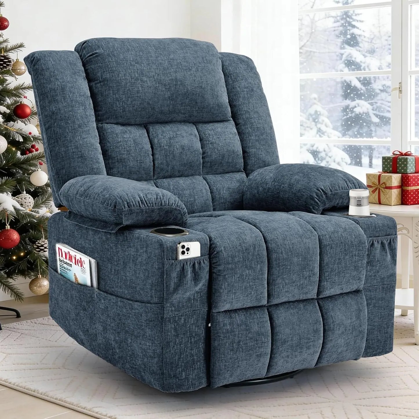 360 Degree Swivel Rocker Recliner For Adults With Massage