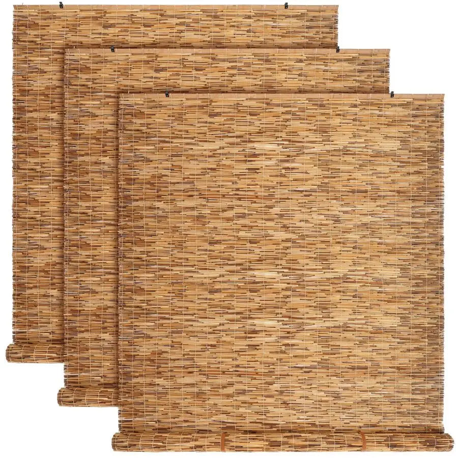 XMSJ Bamboo Roll Up Outdoor Shades Cordless Sunshade