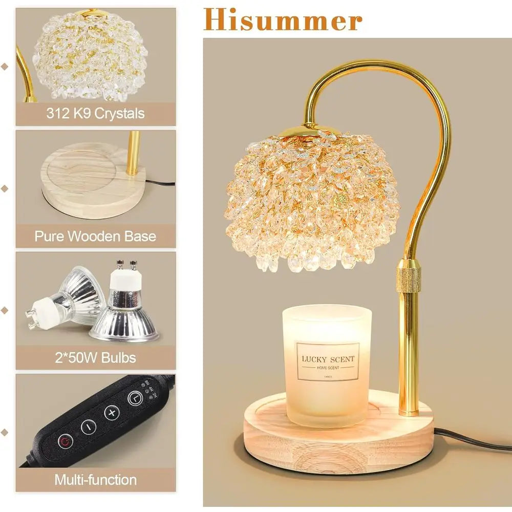 Candle Warmer Lamp With Timer And Dimmable Crystal Accent Adjustable