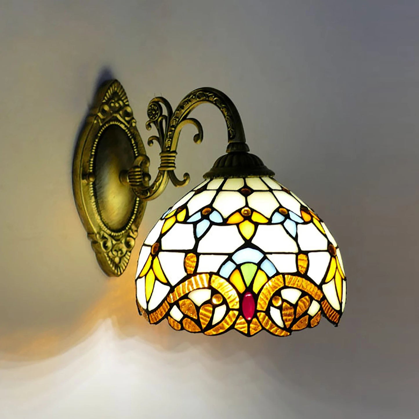 Tiffany Style Wall Lamp Vintage Dome Light For Living Room
