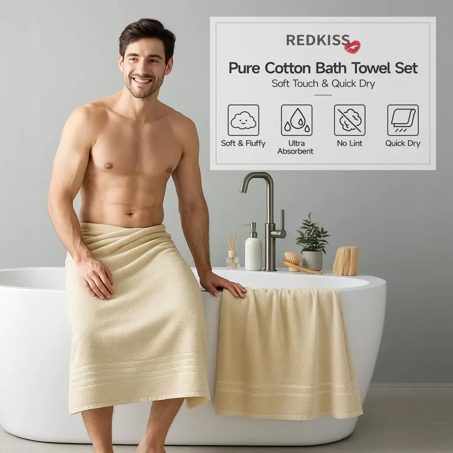 6 Piece Luxury Bath Towel Set 100 Percent Cotton Towels