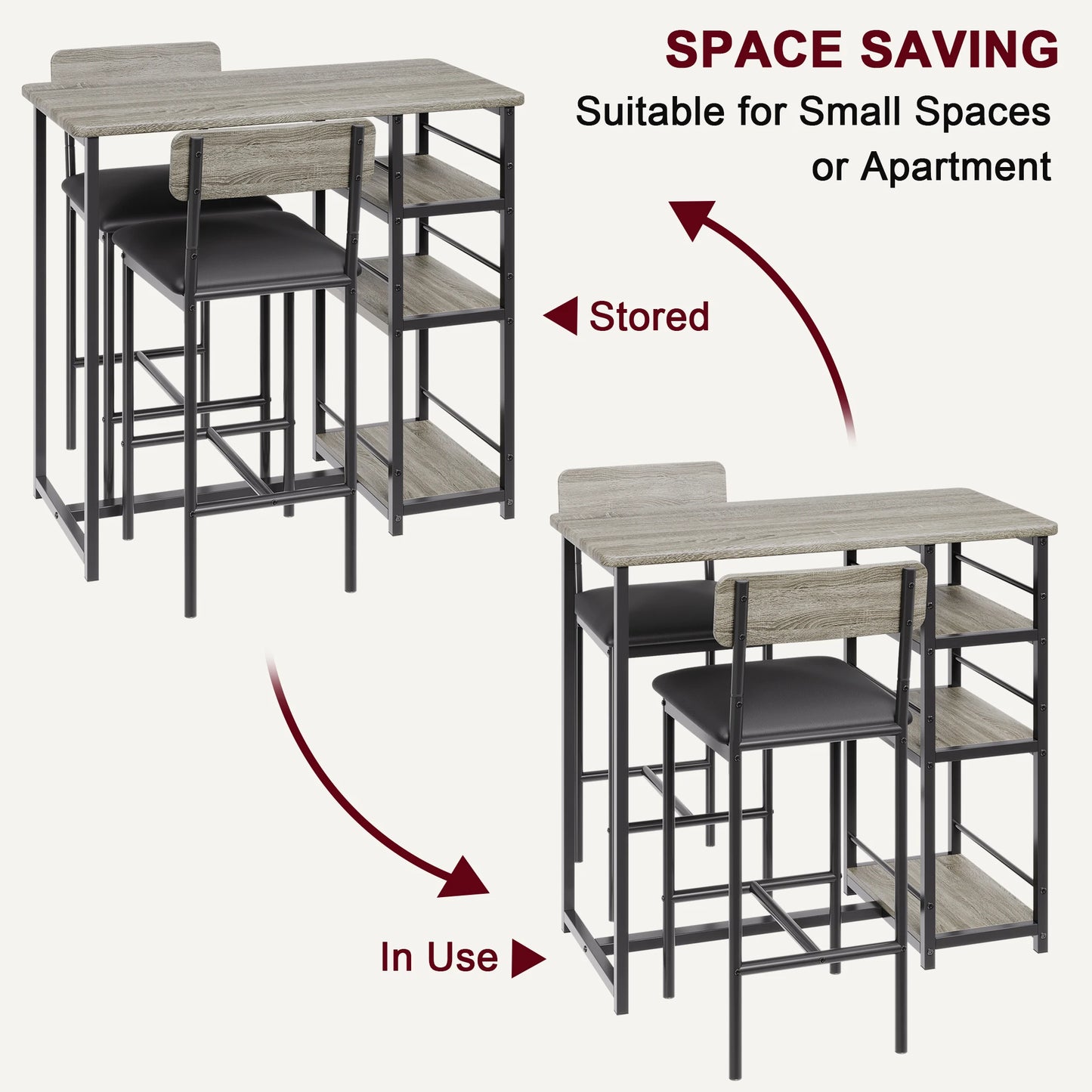 HobbyLane Dining Table Set With Shelves And Chairs