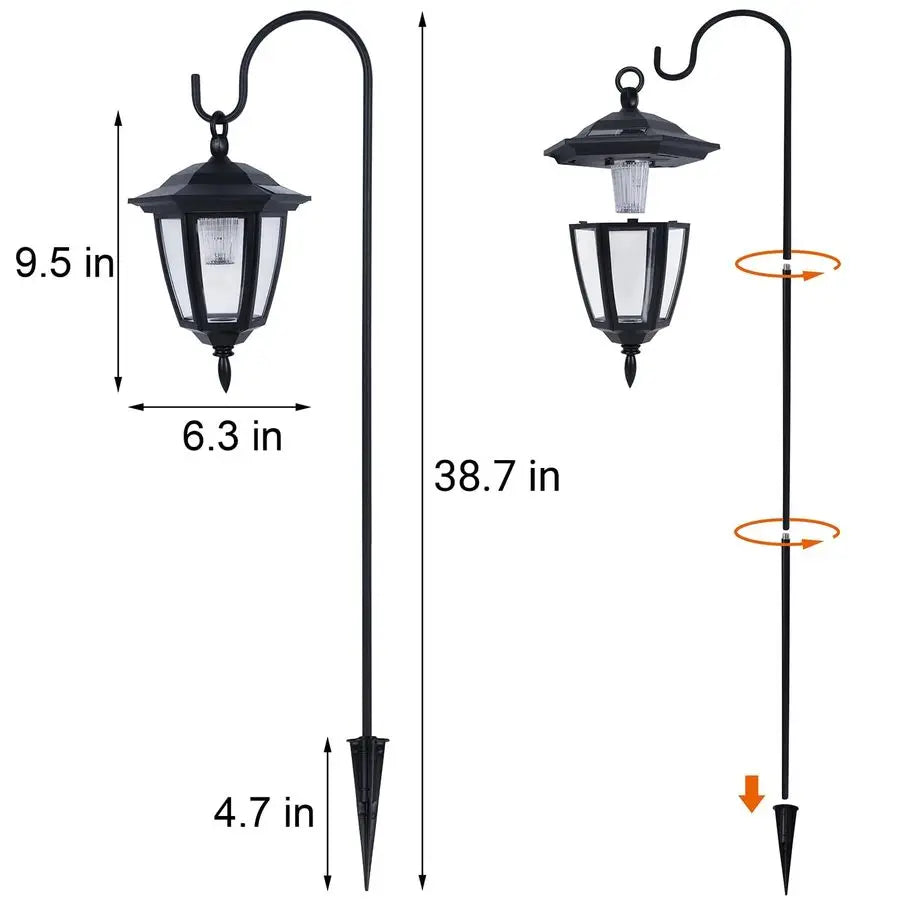 Solar Powered Hanging Lights Outdoor 4 Pack With Shepherd Hooks