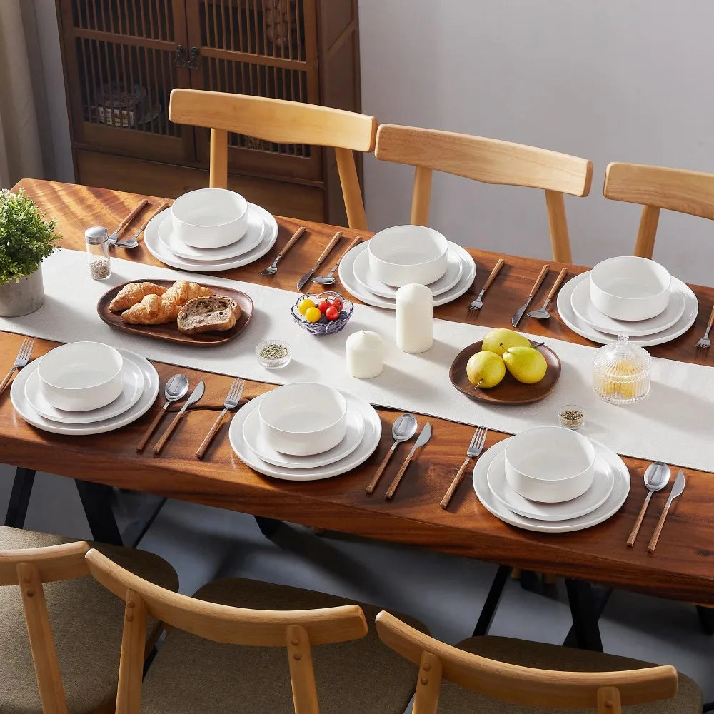 MALACASA Tara 18 Piece Stoneware Dinner Set With Layered Glaze
