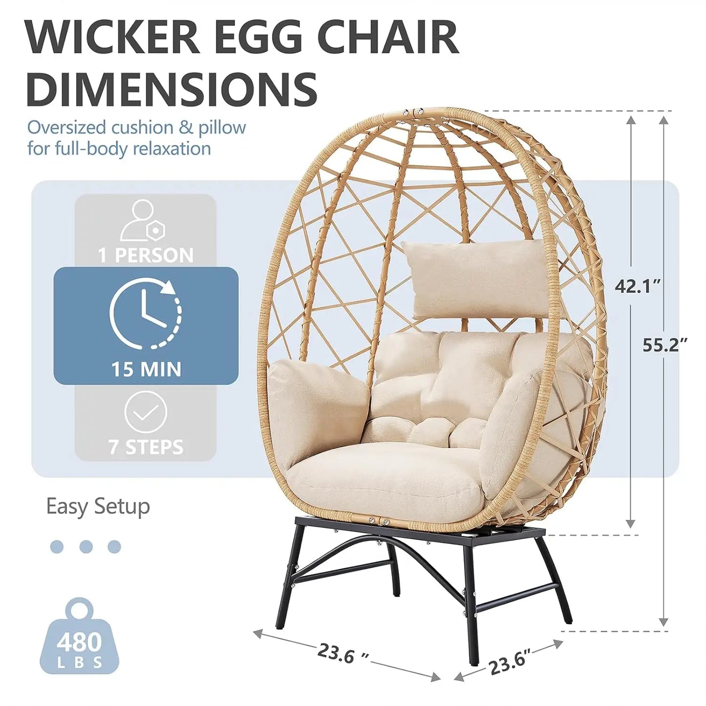 Oversized Wicker Egg Chair For Outdoor Lounge Patio