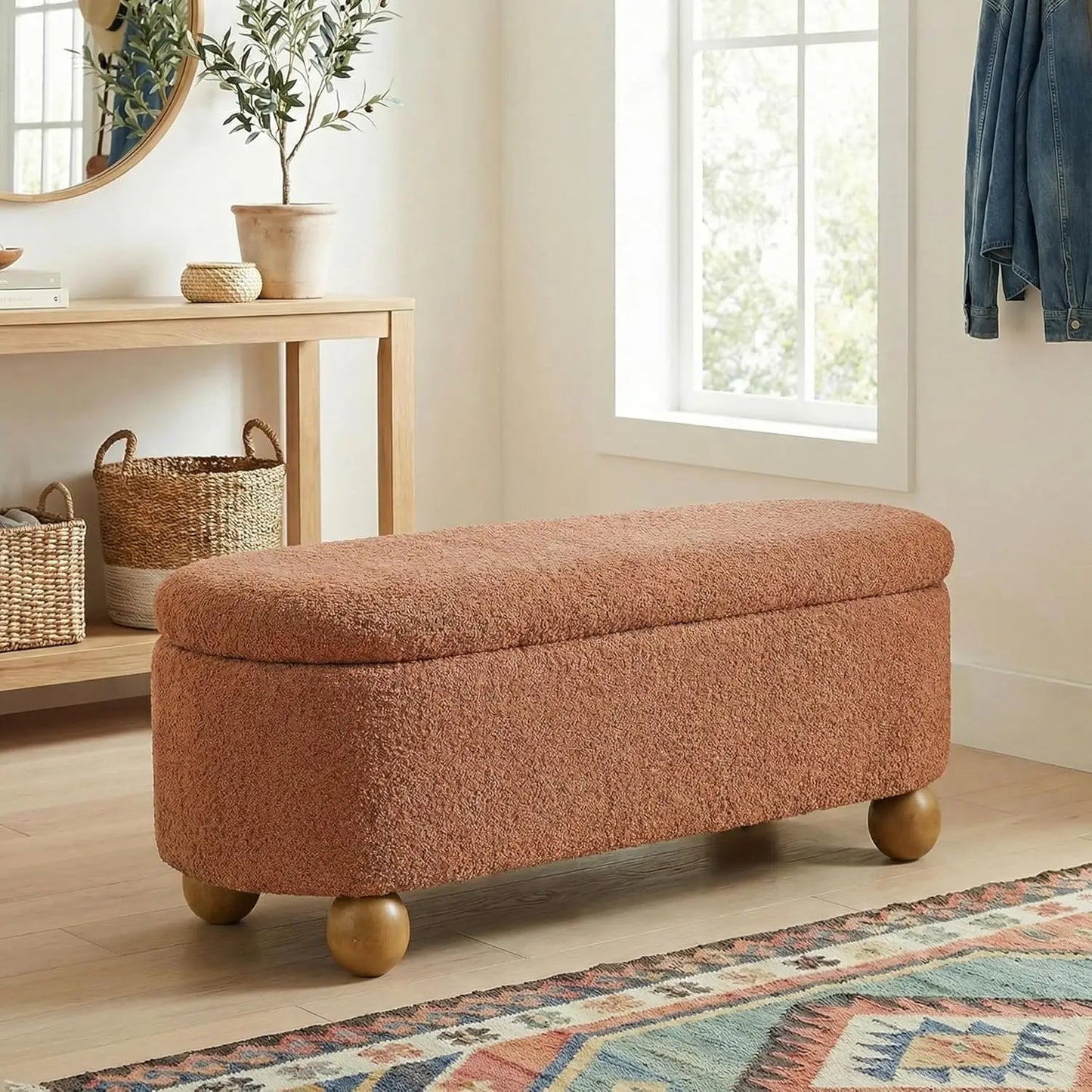 Storage Ottoman Bench for Living Room and Entryway