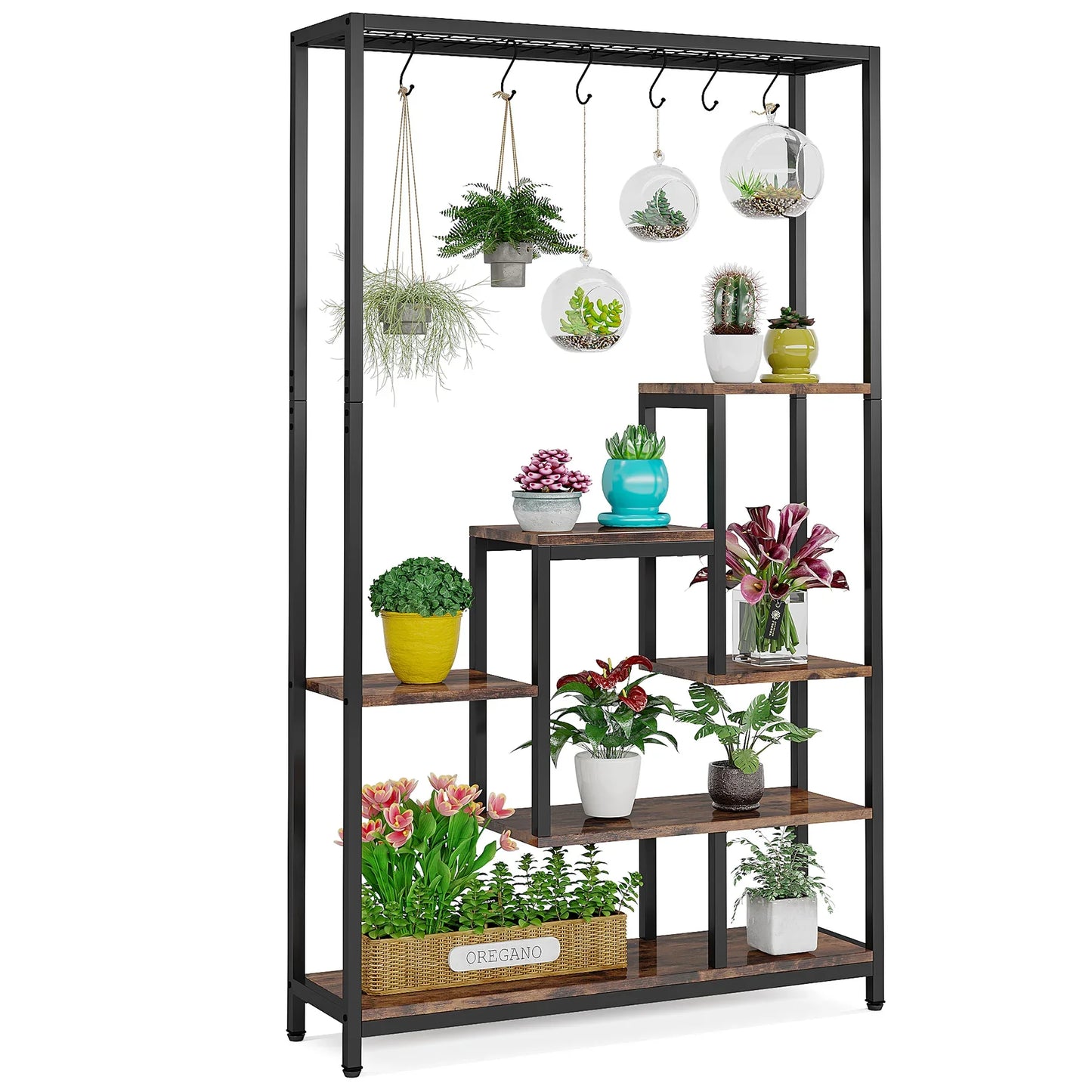 Tribesigns 5 Tier Indoor Plant Stand With Hanging Hooks