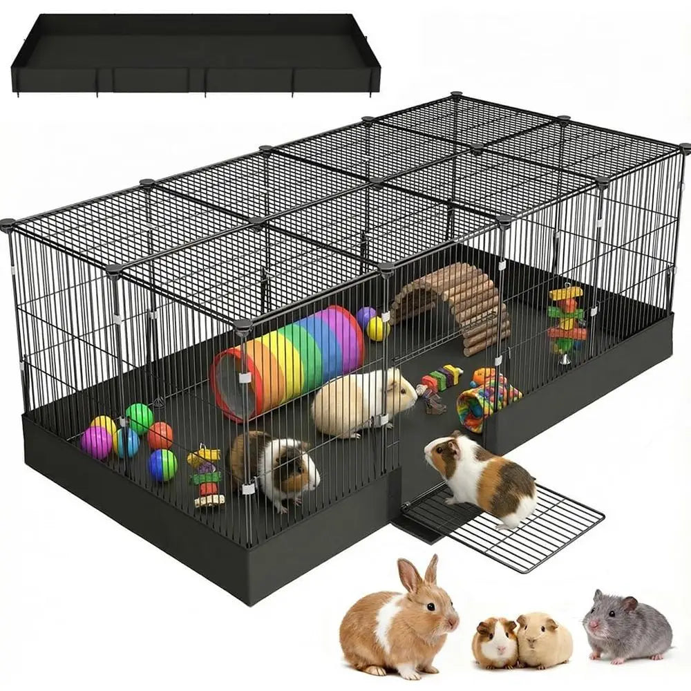 Enclosed Guinea Pig Cage With Door And Waterproof Liner Expandable