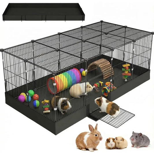 Enclosed Guinea Pig Cage With Door And Waterproof Liner Expandable