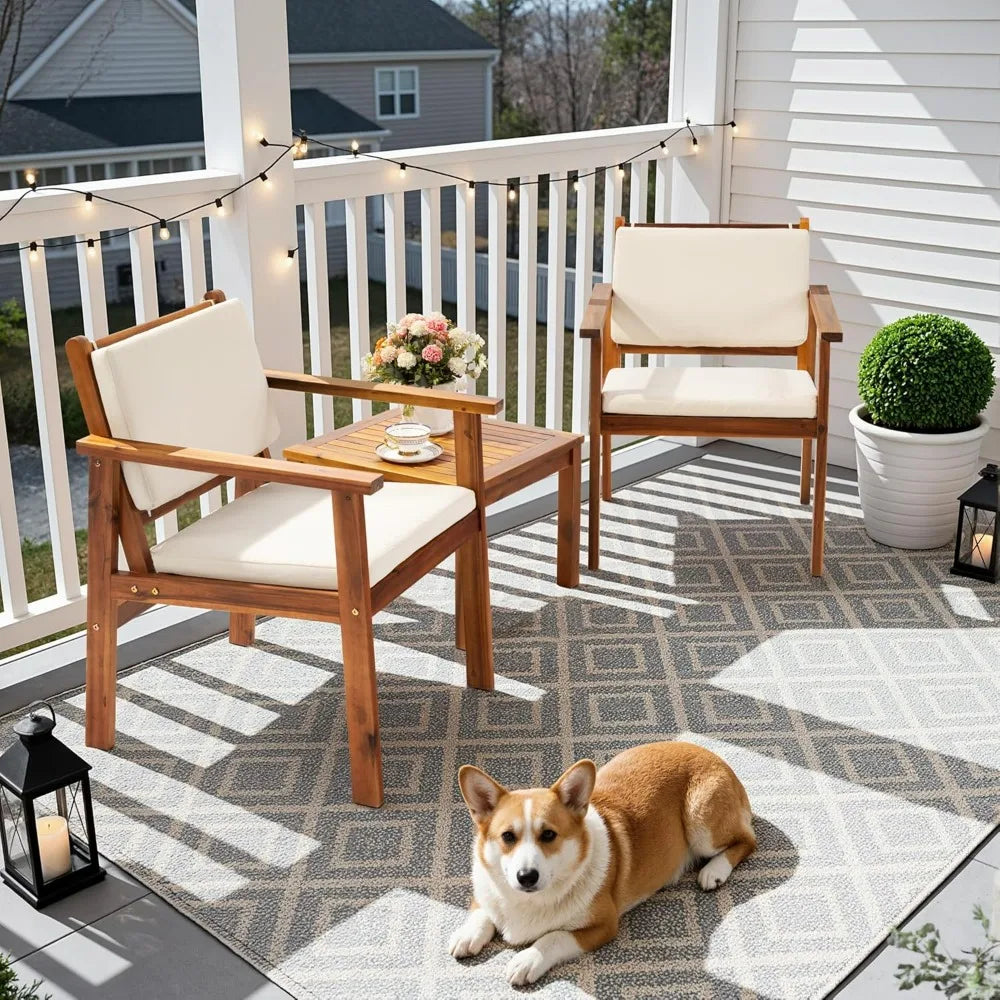 Acacia Wood Outdoor Patio Furniture Set With Coffee Table Cushions