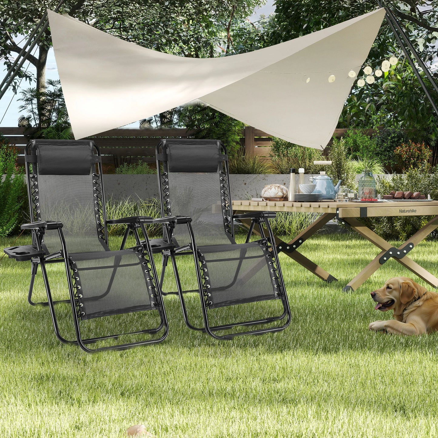 JHK Portable Zero Gravity Recliner Chairs Outdoor Set