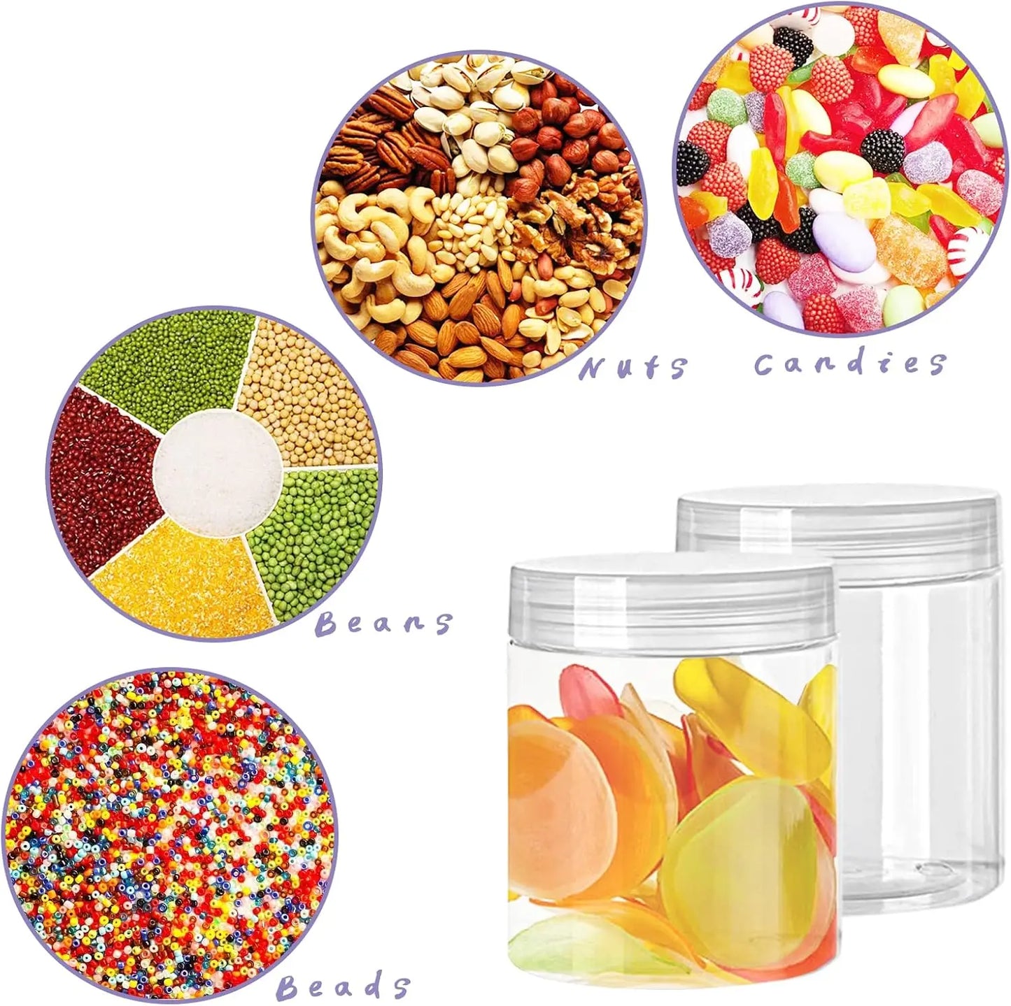 20 Pack Clear Plastic Jars With Lids Wide Mouth Storage Containers